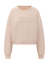 PALM ANGELS - Felpa Girocollo con Logo Applicato - Rosa - LIDIASHOPPING® - Official Website