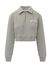 PALM ANGELS - Felpa Corta con Colletto e Zip - Grigio - LIDIASHOPPING® - Official Website