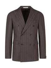 TAGLIATORE - Vesuvio Double Breasted Striped Suit - Brown - LIDIASHOPPING® - Official Website