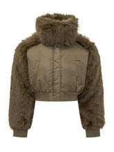 PINKO - Bomber Primitivo con Maniche a Pelo Lungo - Verde - LIDIASHOPPING® - Official Website