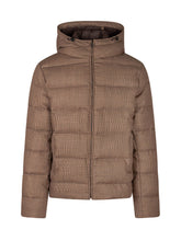 FAY - Giacca Imbottita con Cappuccio e Motivo Microcheck - Marrone - LIDIASHOPPING® - Official Website