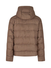 FAY - Giacca Imbottita con Cappuccio e Motivo Microcheck - Marrone - LIDIASHOPPING® - Official Website