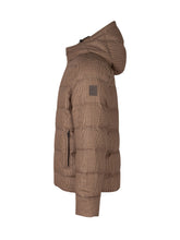FAY - Giacca Imbottita con Cappuccio e Motivo Microcheck - Marrone - LIDIASHOPPING® - Official Website