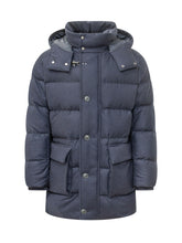 FAY - Piumino Lungo con Cappuccio e Tasche - Blu - LIDIASHOPPING® - Official Website