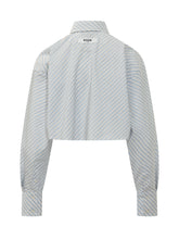 MSGM - Cropped Striped Shirt with Tie - White - LIDIASHOPPING® - Official Website