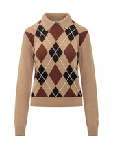 MSGM - Maglia Polo con Motivo Argyle - Marrone - LIDIASHOPPING® - Official Website