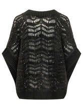 PESERICO - Maglia Traforata con Scollo a V - Nero - LIDIASHOPPING® - Official Website