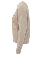 PESERICO - Maglia Girocollo con Paillettes - Beige - LIDIASHOPPING® - Official Website