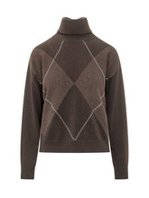 PESERICO - Maglia Dolcevita con Motivo Argyle - Marrone - LIDIASHOPPING® - Official Website