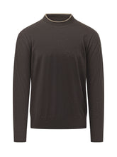 PAOLO PECORA - Maglia Girocollo con Profilo a Contrasto - Marrone - LIDIASHOPPING® - Official Website