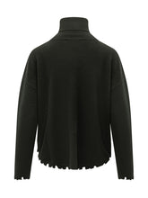 KUJTEN - Mavis Turtleneck with Cut Edges - Black - LIDIASHOPPING® - Official Website