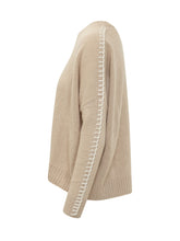 KUJTEN - Maglia Amea Girocollo con Cuciture Decorative - Beige - LIDIASHOPPING® - Official Website