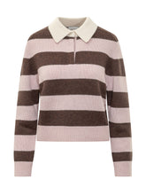 KUJTEN - Maglia Polo Royce in Cashmere a Righe - Rosa - LIDIASHOPPING® - Official Website