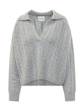 KUJTEN - Aenora Cable Knit with V Neckline - Grey - LIDIASHOPPING® - Official Website