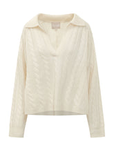 KUJTEN - Maglia Aenora Cable con Scollo a V - Bianco - LIDIASHOPPING® - Official Website