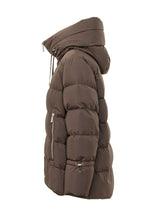 MOORER - Piumino Gadia con Cappuccio Alto - Marrone - LIDIASHOPPING® - Official Website