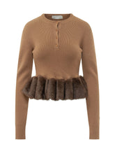 STELLA MCCARTNEY - Maglia Girocollo con Balza Voluminosa - Marrone - LIDIASHOPPING® - Official Website