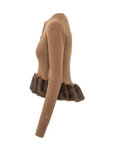 STELLA MCCARTNEY - Maglia Girocollo con Balza Voluminosa - Marrone - LIDIASHOPPING® - Official Website