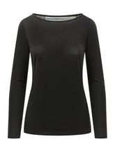 PUROTATTO - Long sleeve blouse featuring a boat neckline and a slightly fitted silhouette. Designed with a smooth surface, narrow neckline trim and straight hem. - Black - LIDIASHOPPING® - Official Website