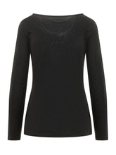 PUROTATTO - Long sleeve blouse featuring a boat neckline and a slightly fitted silhouette. Designed with a smooth surface, narrow neckline trim and straight hem. - Black - LIDIASHOPPING® - Official Website