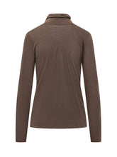 PUROTATTO - Turtleneck blouse featuring a folded high collar, long sleeves and a gently shaped silhouette. Detailed with subtle folds at the neckline and clean finishes. - Brown - LIDIASHOPPING® - Official Website