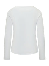 PUROTATTO - Long sleeve blouse featuring a wide round neckline and slightly fitted silhouette. Designed with a smooth surface, narrow trims and straight hem. - White - LIDIASHOPPING® - Official Website