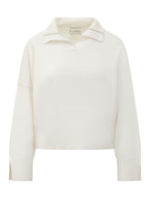 PUROTATTO - Sweater featuring an open polo collar, long sleeves and dropped shoulders. Designed with a relaxed silhouette and ribbed cuffs and hem. - White - LIDIASHOPPING® - Official Website