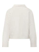 PUROTATTO - Sweater featuring an open polo collar, long sleeves and dropped shoulders. Designed with a relaxed silhouette and ribbed cuffs and hem. - White - LIDIASHOPPING® - Official Website