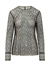 ALBERTA FERRETTI - Blusa Trasparente con Ricami - Nero - LIDIASHOPPING® - Official Website