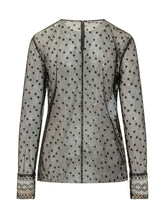 ALBERTA FERRETTI - Blusa Trasparente con Ricami - Nero - LIDIASHOPPING® - Official Website