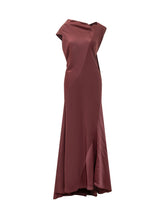 ALBERTA FERRETTI - Abito Lungo con Drappeggio Asimmetrico - Rosso - LIDIASHOPPING® - Official Website