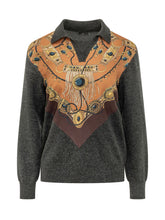 ETRO - Top with Collar and Ornamental Print - Black - LIDIASHOPPING® - Official Website