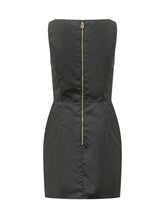ELISABETTA FRANCHI - Abito Corto Smanicato con Motivo in Rilievo - Nero - LIDIASHOPPING® - Official Website