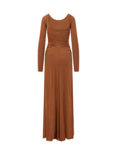 ELISABETTA FRANCHI - Long Draped Dress with Buckle - Brown - LIDIASHOPPING® - Official Website