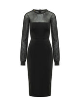 ELISABETTA FRANCHI - Abito Midi con Inserti Trasparenti - Nero - LIDIASHOPPING® - Official Website