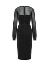 ELISABETTA FRANCHI - Abito Midi con Inserti Trasparenti - Nero - LIDIASHOPPING® - Official Website