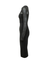 ELISABETTA FRANCHI - Abito Midi con Inserti Trasparenti - Nero - LIDIASHOPPING® - Official Website