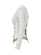 ELISABETTA FRANCHI - Body con Drappeggio e Zip Frontale - Bianco - LIDIASHOPPING® - Official Website