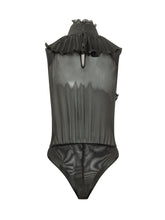 ELISABETTA FRANCHI - Body con Volant e Motivo Floreale - Nero - LIDIASHOPPING® - Official Website