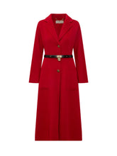 ELISABETTA FRANCHI - Cappotto con Cintura e Tasche Applicate - Rosso - LIDIASHOPPING® - Official Website