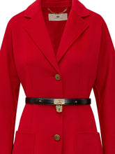 ELISABETTA FRANCHI - Cappotto con Cintura e Tasche Applicate - Rosso - LIDIASHOPPING® - Official Website