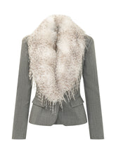 ELISABETTA FRANCHI - Giacca con Collo Removibile in Eco-Pelliccia - Grigio - LIDIASHOPPING® - Official Website