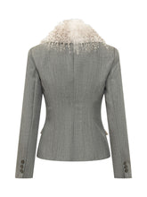 ELISABETTA FRANCHI - Giacca con Collo Removibile in Eco-Pelliccia - Grigio - LIDIASHOPPING® - Official Website