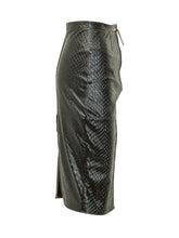 ELISABETTA FRANCHI - Gonna Midi con Effetto Pitonato - Nero - LIDIASHOPPING® - Official Website