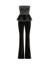 ELISABETTA FRANCHI - Tuta Senza Spalline con Peplum - Nero - LIDIASHOPPING® - Official Website