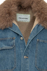 AVA ADORE - Giacca Worker con Collo e Tasche in Eco-Pelliccia - Blu - LIDIASHOPPING® - Official Website