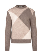 BALLANTYNE - Crewneck Sweater with Geometric Motif - Brown - LIDIASHOPPING® - Official Website