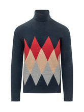 BALLANTYNE - Curtis Crewneck Sweater with Check Pattern - Blue - LIDIASHOPPING® - Official Website