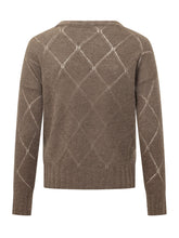 EXTERIOR - Alpaca V-Neck Sweater with Diamond Pattern - Brown - LIDIASHOPPING® - Official Website