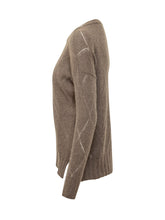 EXTERIOR - Alpaca V-Neck Sweater with Diamond Pattern - Brown - LIDIASHOPPING® - Official Website
